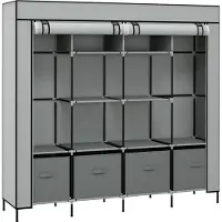Youjia Armoire en tissu Armoire avec tringle à vêtements 10 compartiments 4 tiroirs Vestiaire aspect non tissé gris foncé pour chambre à coucher & entrée, gris foncé, 42,50 cm, 169,50 cm, acier, 166,00 cm