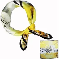 OEM Cuir blanc naturel, 53 x 53 cm, imprimé à motifs, petits sacs à main carrés et souples pour femme - jaune et blanc