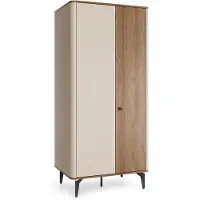 Bettso Armoire à portes battantes pour chambre à coucher avec tringle à vêtements AURENA 88 cm – Combinaison de cachemire et de noyer – Système de fermeture en douceur