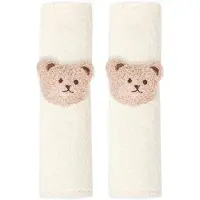 OEM Lot de 2 housses de protection pour sièges de voiture - Coussins de voyage en peluche - Protection pour ceintures de sécurité de voiture - Poussettes - Sacs à dos - Sangles de guitare (blanc)