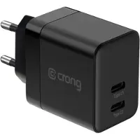 Crong Chargeur mural ultra-compact GaN - 2 ports USB-C 35 W PD 3.0 avec PPS (noir)