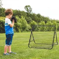 OEM Panneau de rebond de football Kickback 96 x 80 x 96 cm, en tube métallique et PE noir, pour l'entraînement et le jeu