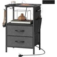 OEM Jardinière surélevée avec station de recharge, structure métallique, port USB-C, station de recharge, crochets, 40 cm x 30 cm x 60 cm, noir
