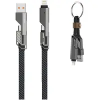 4smarts USB-C Kabel ComboCord Flat 240W, 1.5m und Keyring Kabel, graphit