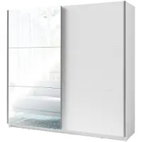 Meublorama Armoire 2 portes coulissantes avec miroir - 150 cm- blanc alpin mat - collection ARSALA