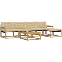 vidaXL Ensemble de canapés d'extérieur , 6 pièces, blanc et beige
