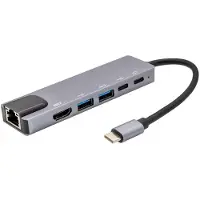 E+p MPA6 (USB-C, 6 ports), Station d’accueil + hub USB, Argent, Noir