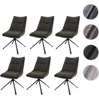 Mendler Lot de 6 chaises de salle à manger HWC-N71 pivotante Auto-Return, tissu/Textile (420 g/m²) Öko-Tex vert