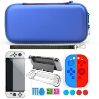 INF Boîtier Switch OLED avec accessoires 9 pièces Bleu