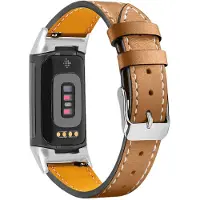 INF Bracelet en cuir véritable pour Fitbit Charge 5 Marron