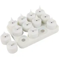 INF Lot de 12 bougies LED rechargeables avec télécommande, blanc chaud