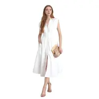 Semoic Robe d'été décontractée pour femmes blanche Taille M