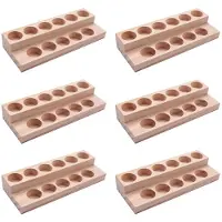 Semoic 6X Plateau D'Huile Essentielle en Bois 11 Trous Présentoir en Bois Naturel Fait Main Station de Démonstration pour Bouteilles de 5-15 Ml