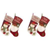Semoic Lot de 4 Chaussettes de Noël, Chaussettes de Noël pour Décoration D'Arbre, Sac Cadeau Personnalisé pour Adolescents, Sac à Bonbons