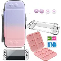 INF Boîtier Switch OLED avec accessoires Rose/Bleu 8 pièces