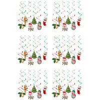 Semoic 6 Ensemble de Noël Spirale Plafond Suspendu Père Noël Élan Cloche Tourbillon Bannière Fête de Noël Maison Salon Décoration