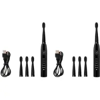 Zandona 2X Brosse à Dents électrique Sonique à Ultrasons, Brosses à Dents de Charge, Noir