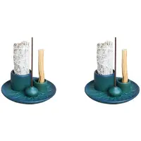 Semoic 2X Porte-Bâtons, Brûleur D'Encens Polyvalent Fait à la Main pour Bâtons D'Encens, Support de Sauge pour Brûler, Plateau Récupérateur de Cendres