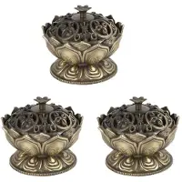 Semoic 3X Brûleur D'Encens Bouddha Support D'Encens de Fleur de Lotus Encensoir Fait à la Main pour Bouddhiste Décoration de Bureau Maison