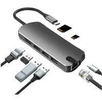 INF Hub USB-C 8-en-1 avec USB 3.0, HDMI, RJ45, emplacement pour carte SD/TF