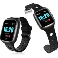 INF Montre intelligente avec positionnement GPS, fréquence cardiaque Le noir