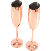 Semoic Ensemble de 2 flûtes à champagne en acier inoxydable
