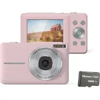 INF Appareil photo numérique 44MP/1080P avec zoom 16X, illumination et carte 32 Go Rose