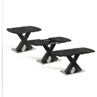 Vicco Table de salle à manger Chinto Noir 120-160 x 80 cm extensible, Model 51272
