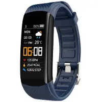 INF Bracelet d'activité avec moniteur de fréquence cardiaque, pouls, oxygène sanguin DarkBlue