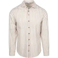 R2 Chemise Mélange Lin Rayé Beige