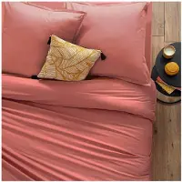 Atmosphera Housse de couette 1 personne rose poudré - 140 x 200 cm