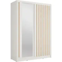 Meublorama Armoire KAZU 2 portes coulissantes avec miroir et tasseaux décoratifs 155 cm