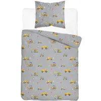 Detexpol Linge de lit, parure de lit en coton pour enfants 140 x 200 xoxo 5856a Engins de chantier
