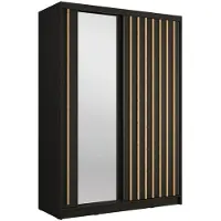 Meublorama Armoire KAZU 2 portes coulissantes avec miroir gris graphite 155 cm