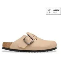 Birkenstock pour homme. 1031573 Sandales en cuir Boston Wire Buckle (Ajustement Étroit) sable (46), Beige, Plat, Nubuck, Boucle, Casuel