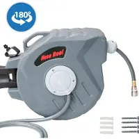 Karpal Enrouleur de tuyau d'air compriméEnrouleur de tuyau d'air comprimé 20m en tissu PVC Tuyau d'air comprimé 1/4" Raccord rapide Arrêt de tuyau 2m Automatique