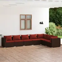 Prolenta Maison Exclusive - Ensemble de salon de jardin 7 pièces avec coussins, en rotin synthétique marron