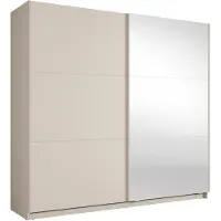 Meublorama Armoire VENEZIA avec dressing ouvert LED et miroirs cachemire 221 cm