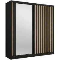 Meublorama Armoire KAZU 2 portes coulissantes avec miroir gris graphite 205 cm