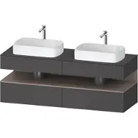 Duravit Collection One Meuble sous-vasque sur console, 2 tiroirs, 2 découpes, 1600x550x600mm, niche basalte mat, QA4779043490010