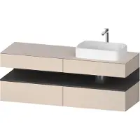Duravit Collection One Meuble sous-vasque sur console, 2 tiroirs, découpe à droite, 1600x550x600mm, niche graphite mat, QA4778049830010