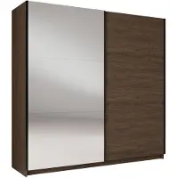 Meublorama Armoire ARSALA 2 portes coulissantes avec miroir coloris noyer 151 cm