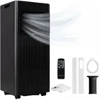 Auronic Mobile Air Conditioner - 7,000 BTU - 3-en-1 - Climatisation avec 2 kits d'étanchéité de fenêtre - Ventilateur - Déshumidificateur - Jusqu'à 20m² - Noir