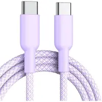 Wigento Câble de recharge USB-C 60 W, recharge rapide, câble de données en nylon, 1 mètre, violet, universel