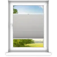 Time4blinds , Store plissé sur mesure, Sans perçage, 70x100 cm, Gris Clair