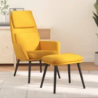 Prolenta Maison Exclusive - Fauteuil de détente avec repose-pieds, tissu jaune moutarde