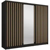 Meublorama Armoire KAZU 3 portes coulissantes avec miroir gris graphite 248 cm