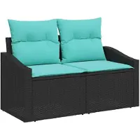 vidaXL Ensemble de canapés avec coussins 3 pcs noir poly rotin