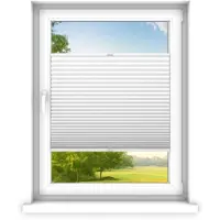 Time4blinds , Store plissé sur mesure, Sans perçage, 130x210 cm, Blanc