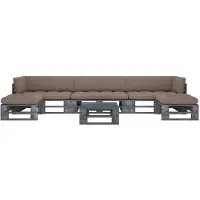 Prolenta Maison Exclusive - Ensemble de salon de jardin 6 pièces en bois de pin imprégné, gris